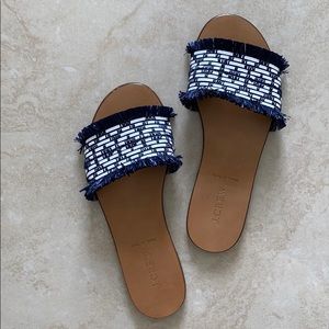 J Crew Raffia Slides
